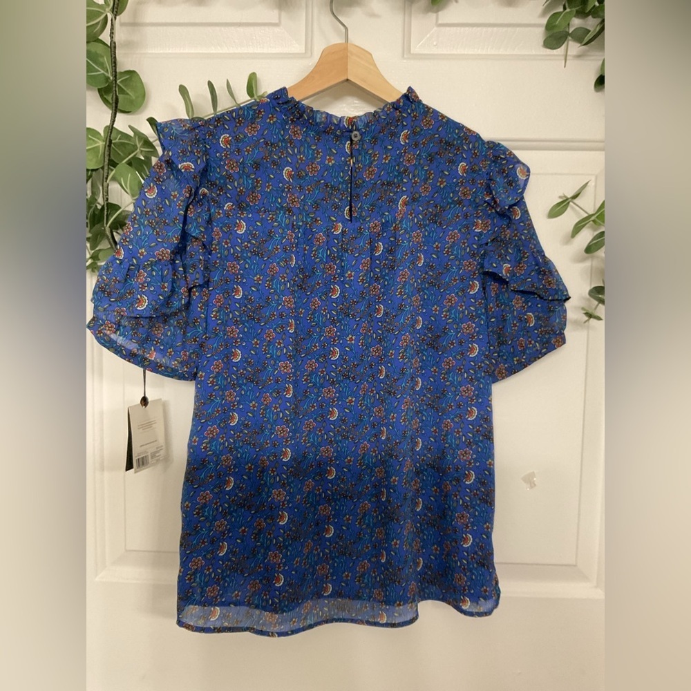 LOFT.BLUE Floral Ruffle Sleeve Top. SIZE S - Picture 3 of 7